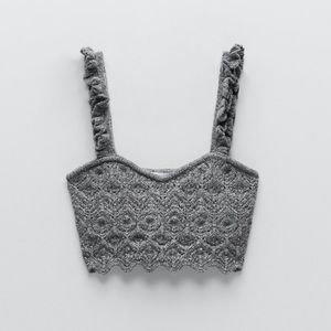 Zara Knit Crop Top Small Grey